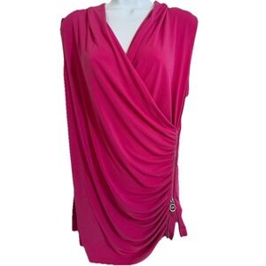 Vintage Michael Kors Magenta Draped Wrap Ruched Zip Sleeveless Top Size Large